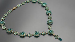 How to Bezel 8mm Chatons amp Bead a Necklace with Seed Beads and Bicones 8mmchatons beadedjewelry [upl. by Aivat]