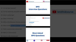 Most Asked BPO Interview Questions shorts [upl. by Aynosal]