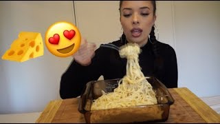 Creamy fettuccine alfredo mukbang eating show [upl. by Ozzie890]