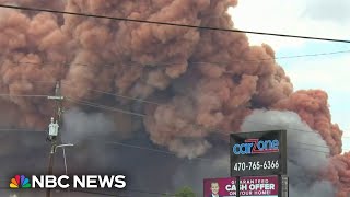 Chemical plant fire forces evacuations near Atlanta [upl. by Wolfort]