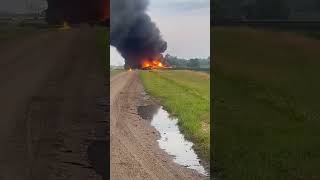 Train carrying hazardous material derails and catches fire in North Dakota [upl. by An276]