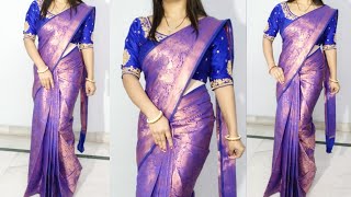 How to wear pre pleated saree  saree draping with prepleated saree  pre pleated silk saree draping [upl. by Kile]