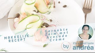 Gerookte zalm met avocado crème koud voorgerecht [upl. by Eecart]