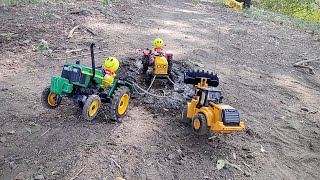 New Truck John Deere Tractor Accident pulling Out Jcb 3DX Backhoe Tata Dumper Tipper  CV TOY  Gadi [upl. by Ijok926]