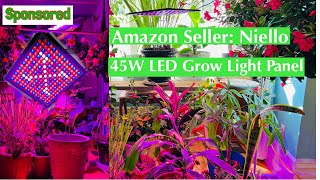 4K  Niello GROW LIGHT PANEL 45 Watt Ultra Thin 225 LEDs Indoor Plants Growing UNBOXING Review [upl. by Notniw]