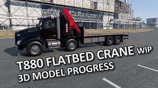 T880 Flatbed Crane WIP 3D model progress  BeamNGdrive [upl. by Kcirad]