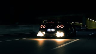 Black R35 GTR Flame Spitting 4K [upl. by Ellevehs]