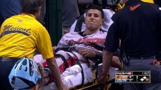 Machado injures knee exits on stretcher [upl. by Orecul]