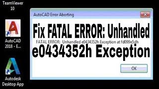 How to Fix Autocad FATAL ERROR  Unhandled e0434352h Exception at 12050d84 [upl. by Gastineau]