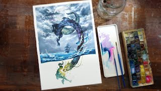 ERUDAart 41WatercolorArt of book illustrationSpeedpainting [upl. by Richman]