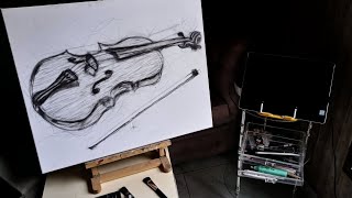 Drawing the violin  charcoal work [upl. by Olney110]