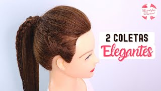 👧2 COLETAS ALTAS con TRENZAS FÁCILES Y BONITAS  PEINADOS con COLETAS [upl. by Eikcor]