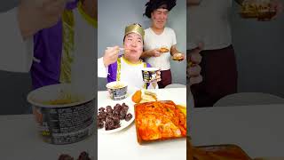 Fire spicy noodle hot dog tteokbokki eating sounds Funny Mukbang shorts [upl. by Rede]