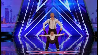 Father and son acrobat act wows audience in last week of AGT auditions [upl. by Whitman267]