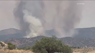 Wildfire erupts east of Palomar Mountain evacuation orders issued [upl. by Pip]