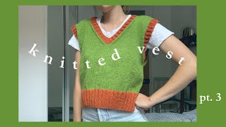 knit vest tutorial 💚 pt 3 step by step [upl. by Tonye312]