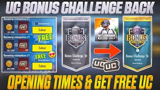 UC BONUS CHALLENGE BACK BGMI  HOW TO OPEN UC BONUS CHALLENGE amp REDEEM UC FROM BONUS CHALLENGE [upl. by Milman123]