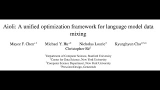 QA Aioli A unified optimization framework for language model data mixing [upl. by Suoirred]