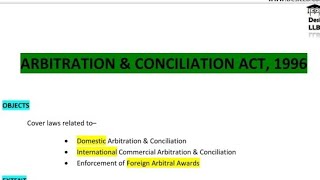 Arbitration amp Conciliation Act 1996  ADR [upl. by Elbart]