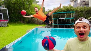 TRAMPOLINE TRICK SHOTS VS CARTER SHARER [upl. by Anai]