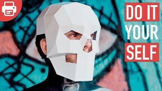 How to make a Skull Mask with Paper or Cardboard  DIY Printable Template [upl. by Selohcin]