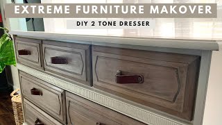 EXTREME Furniture Makeover  Painting an Outdated Dresser  DIY Two Tone Dresser [upl. by Richy727]