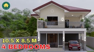 2 Storey House Design Idea with 4 Bedrooms and Balcony [upl. by Garlen445]