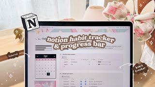 2023 NOTION TUTORIAL💡💻 notion habit tracker with progress bars  free template [upl. by Klein]