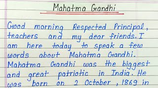 Short speech on Mahatma gandhi in english  Mahatma gandhi speech [upl. by Sel]