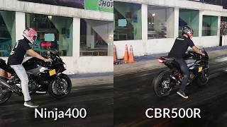 Ninja400 CBR500R​ Ninja400 vs CBR500R​  Race Drag 402m [upl. by Idnahs]