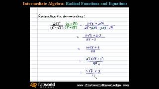 Rationalize the Denominator with the Conjugate  Algebra fwk IA 050403 [upl. by Shaner520]