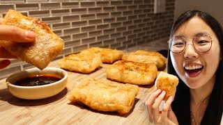 Rice Paper Dumplings 🥟 TikToks crispy vegan dumpling hack [upl. by Omik]