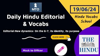 Hindu Editorial amp Vocabs Analysis  19June2024 [upl. by Alejandrina250]