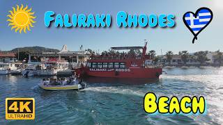 🌴Rhodos Faliraki Beach☀️ 🇬🇷 4k walkingtour rhodes faliraki greece [upl. by Yelloh]