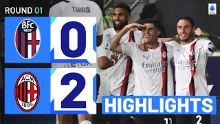 BolognaMilan 02  Pulisic scores on debut Goals amp Highlights  Serie A 202324 [upl. by Warton64]