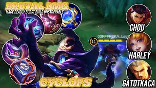 CYCLOPS META VS CHOU X HARLEY X GATOTKACA 💯✅ WIN  TOP GLOBAL CYCLOPS BUILB  CYCLOPS MLBB [upl. by Aerehs]