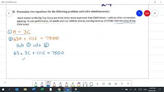 Simultaneous Equations worded 2 [upl. by Arolf173]