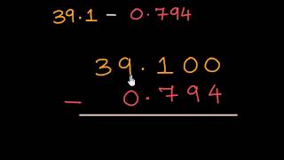 Subtracting decimals 391  0794 Hindi  Class 6 India  Khan Academy [upl. by Thistle]