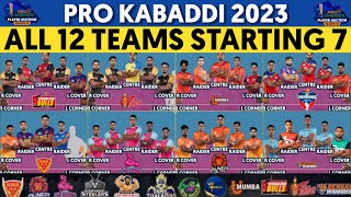 Pro Kabaddi 10  All 12 Teams Starting 7  PKL 2023 All teams Starting 7 [upl. by Vashtia]