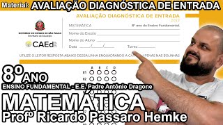 Correção da Avaliação Diagnóstica de Entrada  ADE  2022  do 8º ano do EF  Estado de SP [upl. by Adroj545]