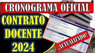 CRONOGRAMA OFICIAL DEL CONTRATO DOCENTE 2024  MINEDU [upl. by Ameer312]