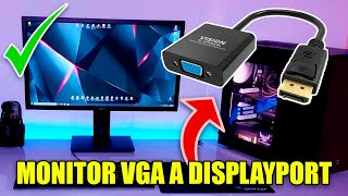 ✅Como CONECTAR un MONITOR VGA a una salida DISPLAYPORT Adaptador VGA a DISPLAY PORT [upl. by Certie]