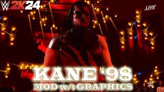 Kane 98 Model wt Graphics amp Theme Song ft Entrance amp Victory Motion  WWE 2K24 Mod [upl. by Ardnu958]