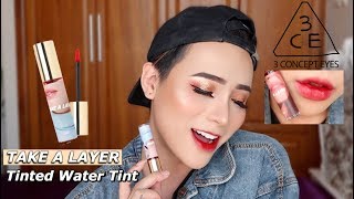 HOT  SWATCH  REVIEW  3CE TAKE A LAYER Tinted Water Tint  Ty Lê [upl. by Eive]