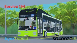 Midtown  Ayer Transit  Service 194 MAN Lions City 3Door Concept Bus SG4002G [upl. by Ennylhsa107]