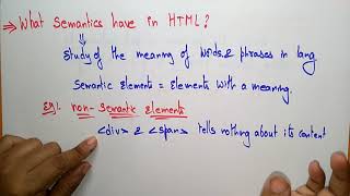 semantic elements in html  HTML Tutorials  Bhanu priya [upl. by Enovad]