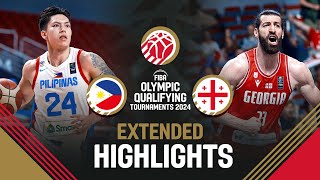 Philippines 🇵🇭 vs Georgia 🇬🇪  Extended Highlights  FIBA OQT 2024 Latvia [upl. by Ellenod]