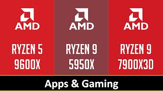 RYZEN 5 9600X vs RYZEN 9 5950X vs RYZEN 9 7900X3D [upl. by Trubow]