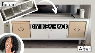 DIY IKEA HACK  Affordable DIY TV Stand using IKEA KALLAX Shelf  DIY TV Stand on a Budget [upl. by Valsimot]