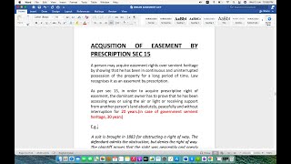 Acquisition of Easement by prescription  sec 15 of Indian Easement Act [upl. by Aitsirk]